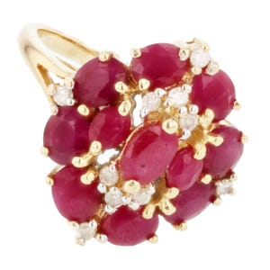 14KT Yellow Gold 5.22ctw Ruby and Diamond Cocktail Ring Size 8.75