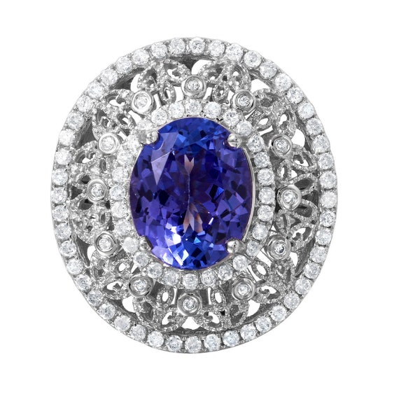 14KT White Gold 3.66ctw Tanzanite Diamond Cocktai… - image 3