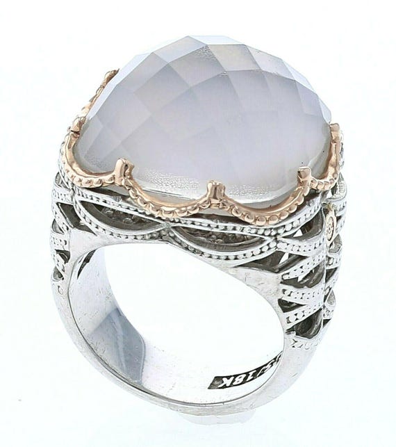 Bold Woven Crescent Ring featuring Chalcedony Wit… - image 1