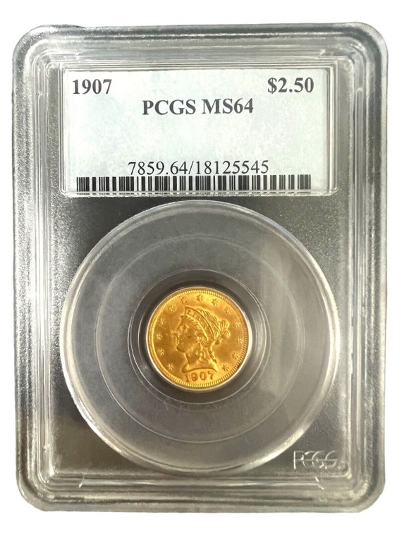 1907 US 2 1/2 Dollar Liberty Gold Piece PCGS MS64