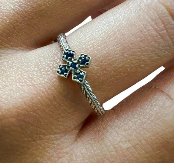 Loree Rodkin Sterling Silver and Saphire Cross Ring Sz 7.5 - Etsy
