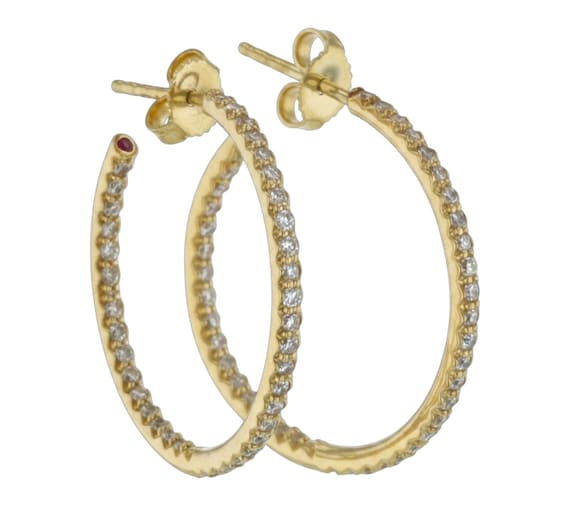 Roberto Coin 18K Yellow Gold Perfect Diamond Hoop Earrings 1226VI