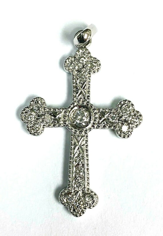 18kt White Gold Diamond Cross Pendant