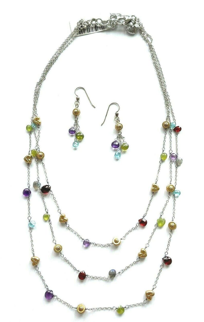 Brighton Eye Candy Multi Color Bead Triple Strand Necklace and Earring Set image 1