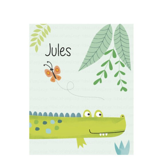 Affiche Enfant Personnalisée Crocodile Trop Mignon A4-A3 - Affiche Chambre Bébé et Enfant