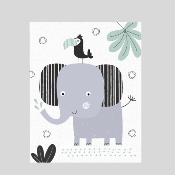 Affiche Enfant Personnalisée ou Non - Impression Éléphant A4 A3 Poster Bébé Décor Chambre Enfant- Gr