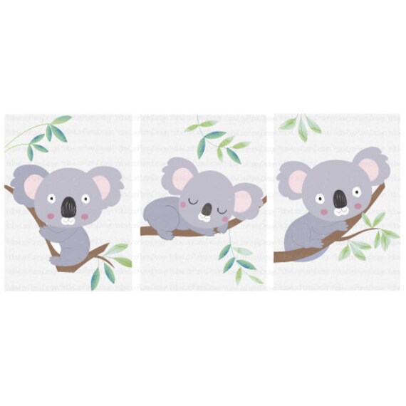 Lot de 3 Affiches Bébés Koalas - Décoration Chambre Bébé Cadeau Naissance