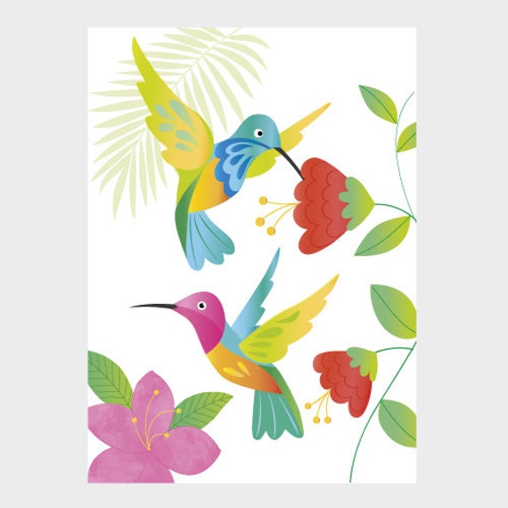 Affiche Enfant Colibris A4-A3 - Affiche Chambre Enfant