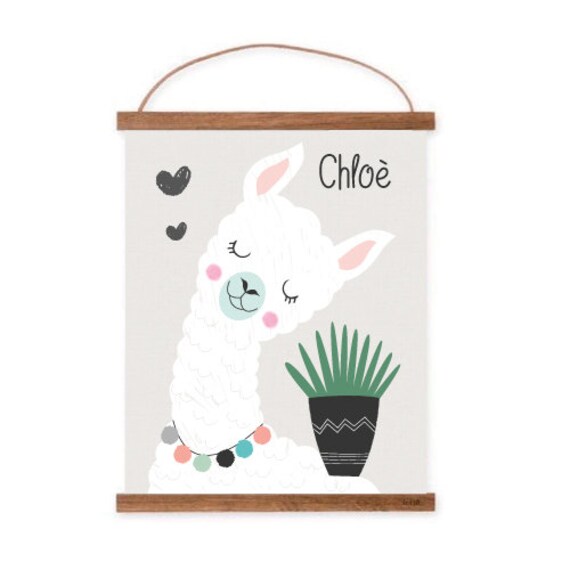 Affiche Enfant Personnalisée ou Non - Lama Impression A5 A4 A3 Décor Chambre Bébé Cadeau de Naissanc