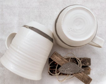 White Porcelain Cup, Pottery Mug, Tea Mug, 3.5", Set of Two