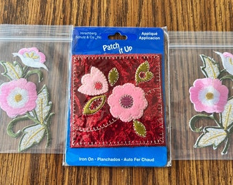 Pink Flowers Iron-On Appliqués Lot #5