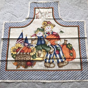 Abundant Harvest Scarecrows Apron Panels Cut Apart