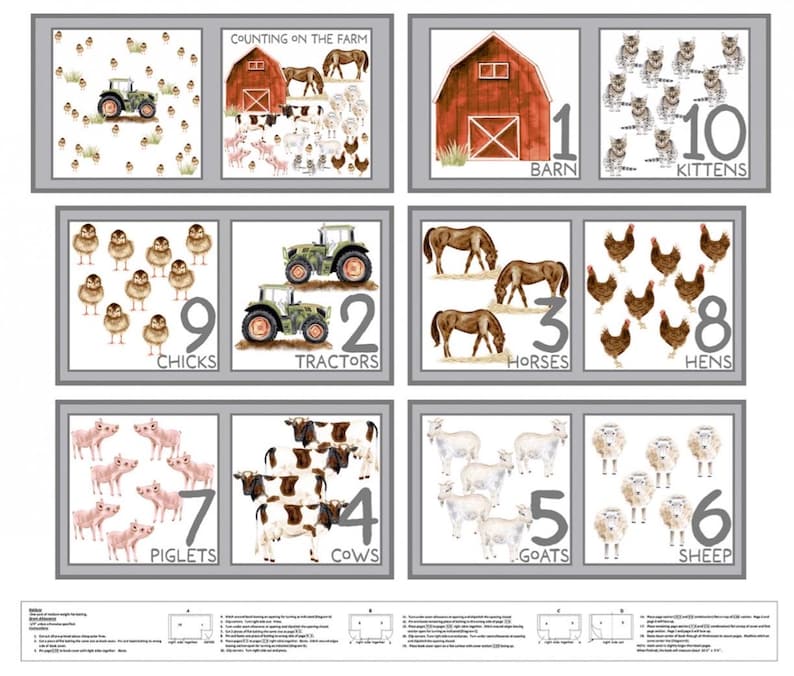 One Fox Book Counting on the Farm Book Panels Little Seedlings Farm - Etsy