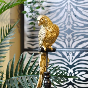 Lovely Gold Perched Parrot Ornament | Eclectic Decor | Gift Idea | Colourful Decor | Quirky Decor | Parrot