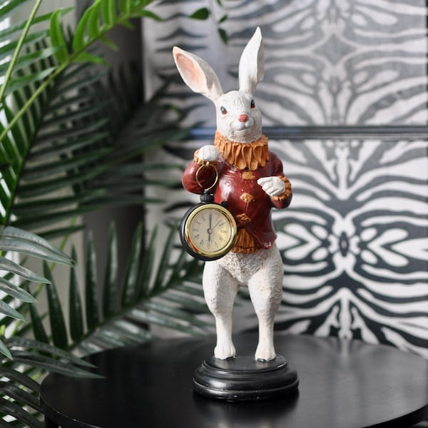Quirky The White Standing Rabbit Clock Figure | Decorative Accessories | Decorative Ornament | Easter Home Decor | Mantel Clock
