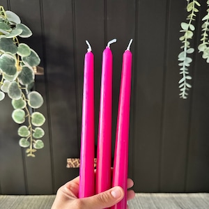 Hot Pink Taper Candles: Dinner Candle Sticks | Tapered Candles | Pink Candlesticks