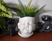 Quirky Baby Head Ceramic White Plant Pot, Plant Holder, Eclectic Decor, Baby Head Planter