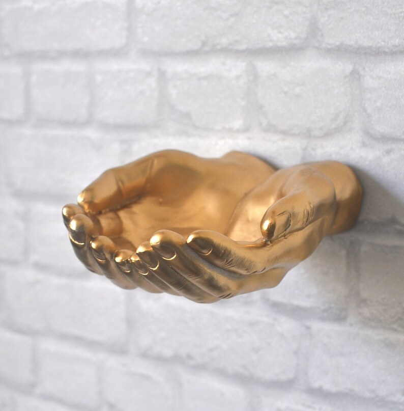 Upcycled Gold Wall Mounted Hands Plant Holder Candle Holder Etsy