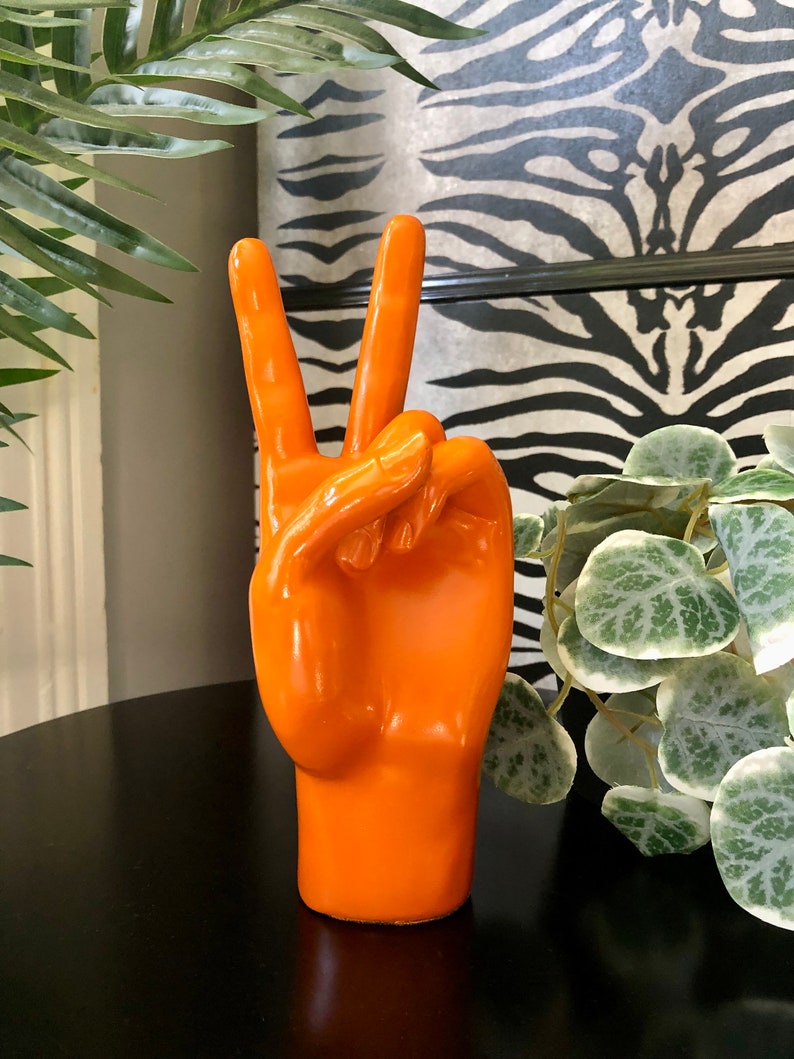 Quirky Peace Gesture Hand Sculptures Eclectic Decor Gift Etsy