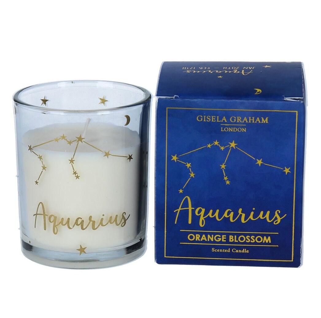 Aquarius Star Sign Scented Candle Zodiac Candle Orange Etsy