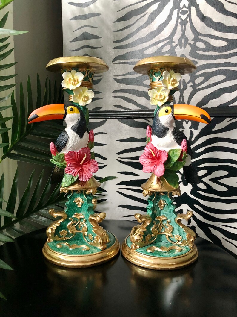 Pair of Quirky Toucan Candle Holders Eclectic Decor Gift Etsy