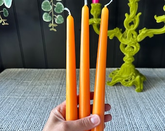 Orange Tapered Candle Sticks | Eclectic Decor | Dining Table Dressing | Dinner Candles | Gift Ideas | Wedding Candles