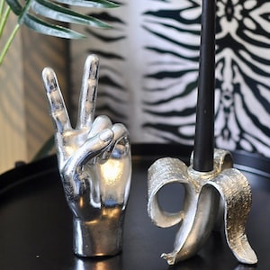 Quirky Peace Sign Hand Sculpture: Eclectic Home Decor