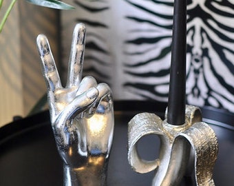 Quirky Peace Sign Hand Sculpture: Eclectic Home Decor