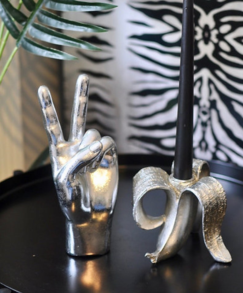 Quirky Peace Gesture Hand Sculptures Eclectic Decor Gift Etsy