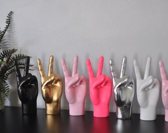 Quirky Peace Gesture Hand Sculptures | Eclectic Decor | Gift Idea | Hand Ornament | Swear Hand | Peace Hands