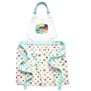 Pyrex-Inspired Cotton Apron – Retro Kitchen Cooking & Baking Gift – Adjustable Neckband with Pocket