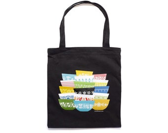 Pyrex Bowl Zipper Tote Bag: Retro Kitchen Design, Collector Gift