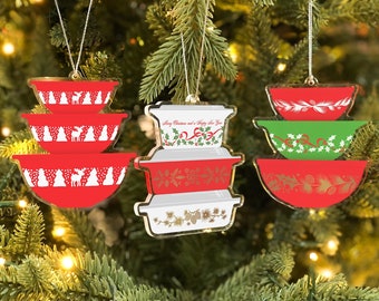 Double-sided Christmas Pyrex Ornaments