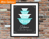 Home is where the Pyrex is - Typography Print, Kitchen Sign, Vintage Rare Butterprint Pyrex