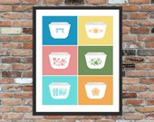 Pyrex Fridgies - Refrigerator Print, Pyrex 501, Kitchen Sign, Butterprint Pyrex