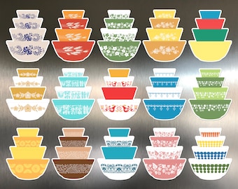 Pyrex Mixing Bowl Stack Magnet: Retro Kitchen Decor Gift