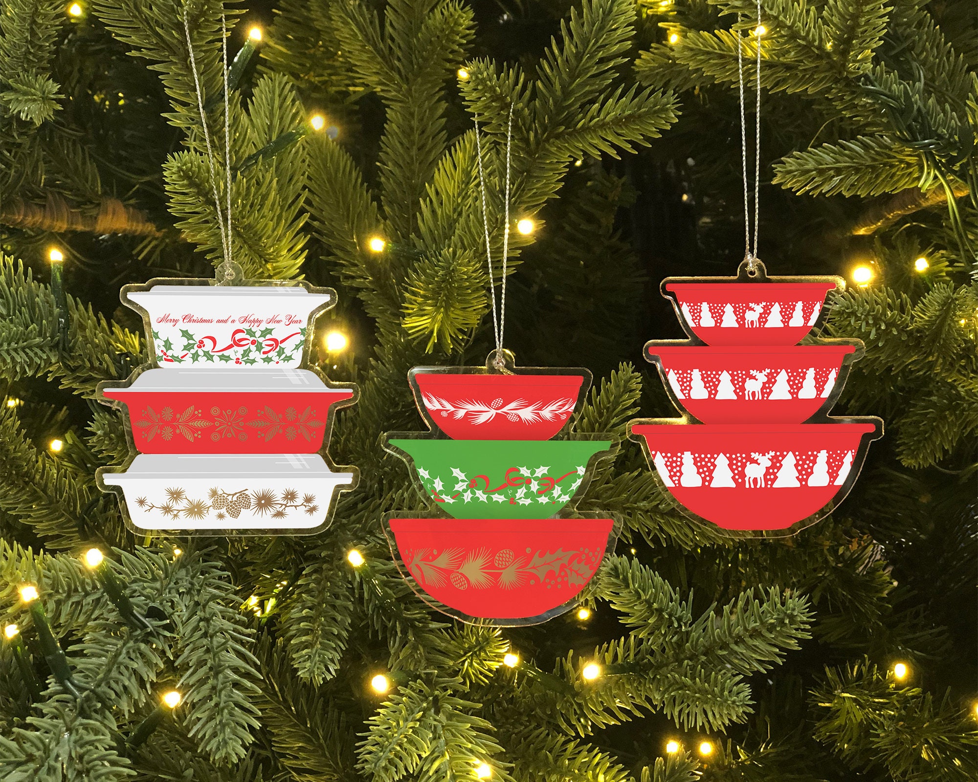 Christmas Pyrex Ornaments Etsy