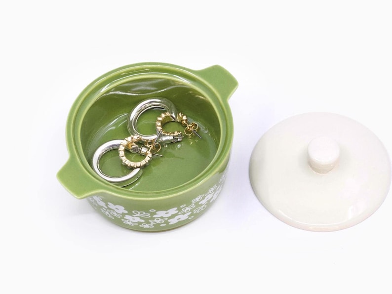 Pyrex-Inspired Spring Blossom Casserole Ceramic Trinket Box