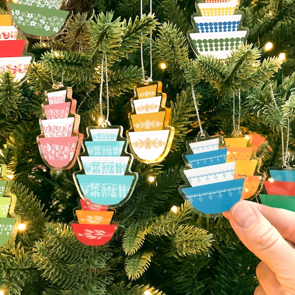 Double-sided Mini Pyrex Christmas Ornaments