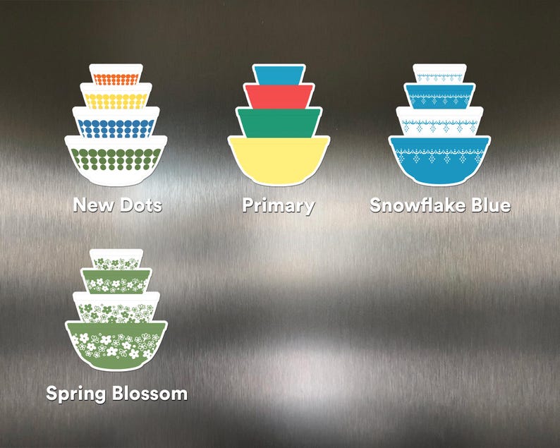 Pyrex Mixing Bowl Stack Magnet: Retro Kitchen Decor Gift