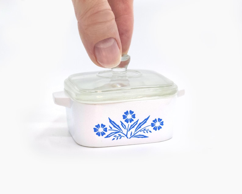Mini Cornflower Trinket Box | Corning Ware Inspired Casserole | Vintage Kitchen Decor | Pyrex Lover Gift | Ring Dish | Resin Jewelry Holder