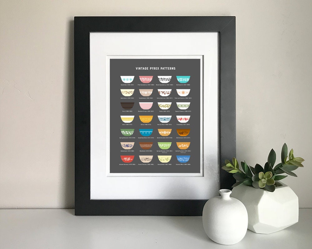 Vintage pyrex patterns chart etsy