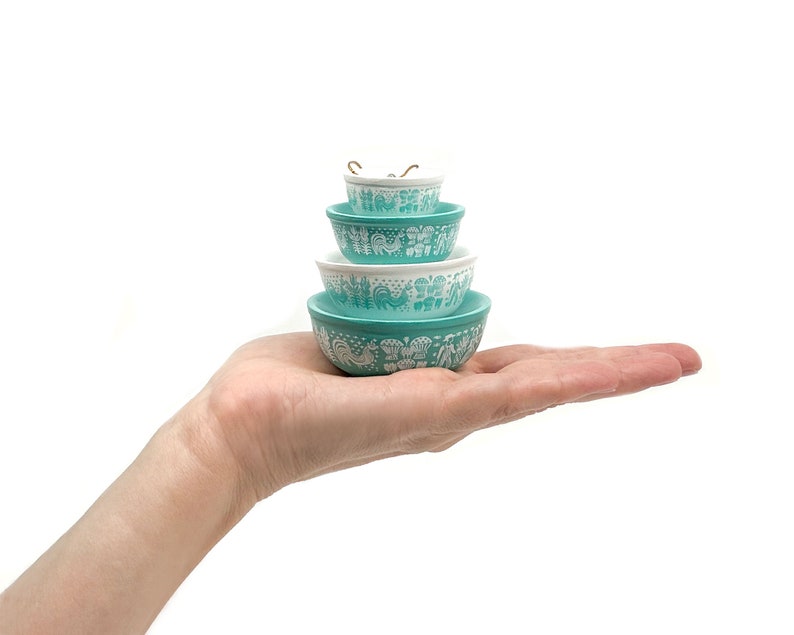 Miniature Pyrex Bowl Stack Ornament image 4