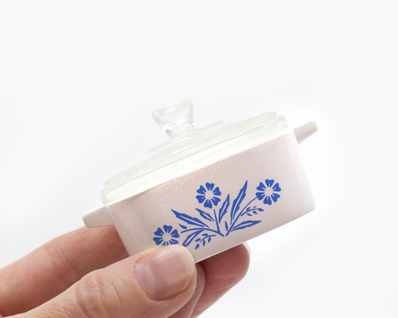 Mini Cornflower Trinket Box | Corning Ware Inspired Casserole | Vintage Kitchen Decor | Pyrex Lover Gift | Ring Dish | Resin Jewelry Holder