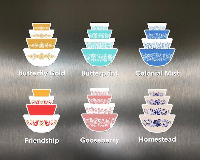 Pyrex Mixing Bowl Stack Magnet: Retro Kitchen Decor Gift