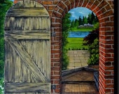 Articles Similaires à Peinture Trompe Loeil Vieille Porte