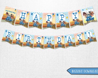 Little Blue Truck banners, Little Blue Truck Happy Birthday banners, Little Blue Truck decorations!