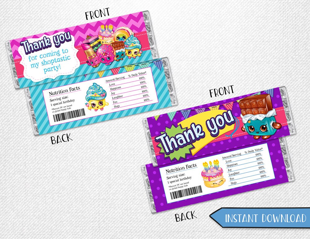 Shopkins chocolate bar Shopkins chocolate wrappers Shopkins Etsy