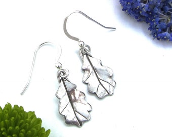 Silver Leaf Earrings, wife gift, Valentines gift