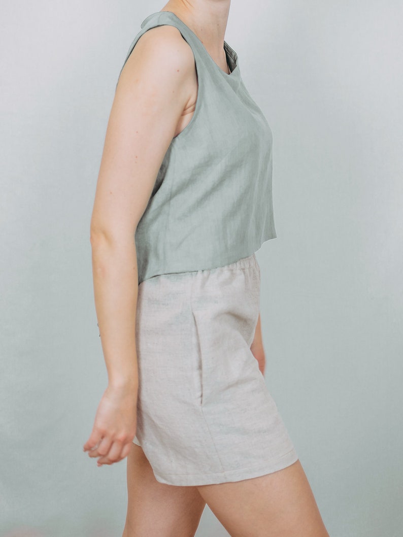 Linen crop top Back to love crop top Open back crop top